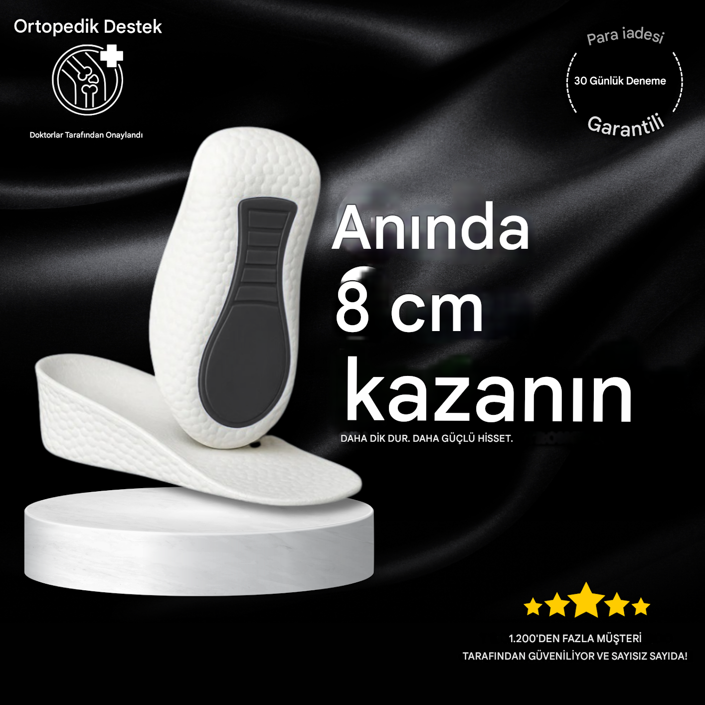 1 Alana 1  Bedava Yeni Lunavera Tabanlıklar - Anında 8 cm Yükselin